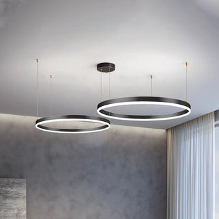 Zorin Suspension Anneau Moderne Métal Noir/Doré/Café Salon-Luire