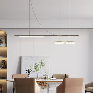 Arisha Longueur Moderne LED Suspension Noir Métal Salle À Manger