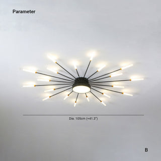Riroven Plafonnier Feu d'Artifice Linéaire Moderne Noir/Doré-Luire
