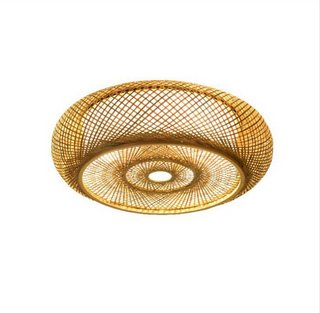 Ritta Plafonnier Rond Naturel, Rotin, Bois, Salon