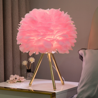 O'Moore Lampe de Table Fleur Nordique, Plume/Métal, Chambre