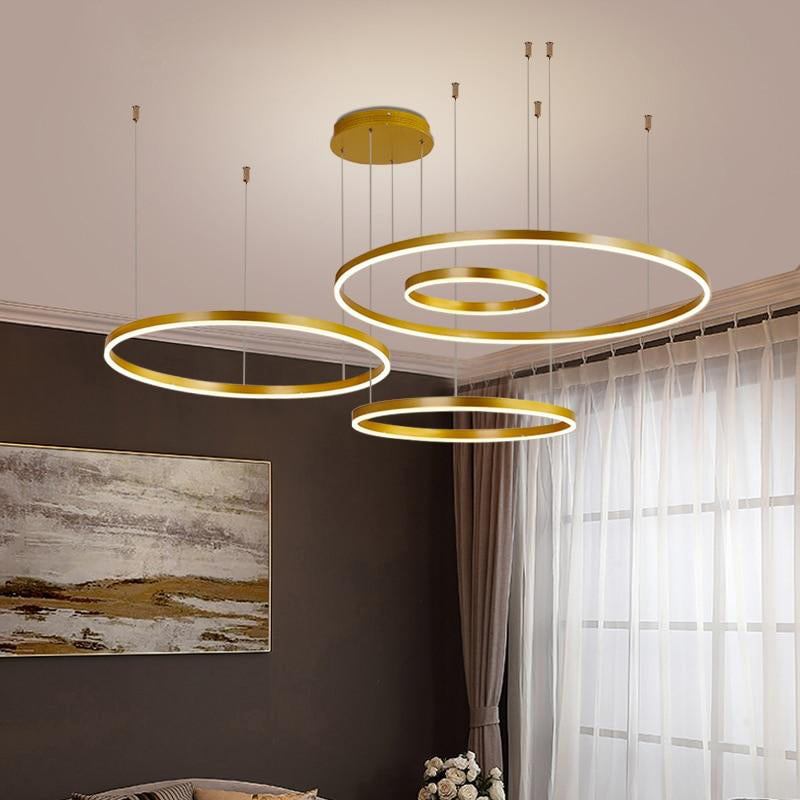 Zorin Suspension Anneau Moderne Métal Noir/Doré/Café Salon-Cielum