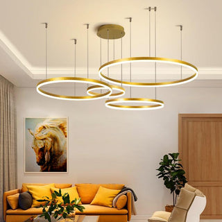 Zorin Suspension Anneau Moderne Métal Noir/Doré/Café Salon-Luire