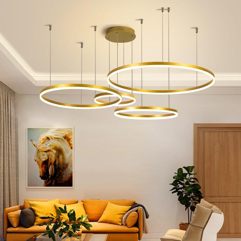 Zorin Suspension Anneau Moderne Métal Noir/Doré/Café Salon-Cielum
