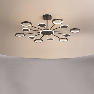 Moderne Suspension Multi Contemporaine, Metal/Acrylique, Noir Mat, Salon