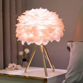 O'Moore Lampe de Table Fleur Nordique, Plume/Métal, Chambre