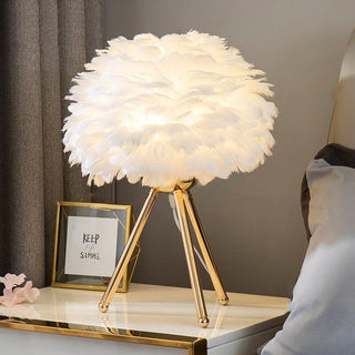 O'Moore Lampe de Table Fleur Nordique, Plume/Métal, Chambre