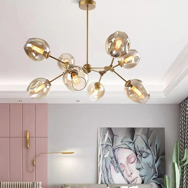 Valentina Suspension Multi Retro, Metal/Verre, Noir/Or, Chambre