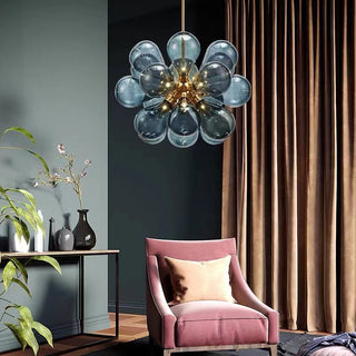Valentina Suspension Moderne, Métal/Verre, Blanc/Bleu/Violet/Doré, Salon