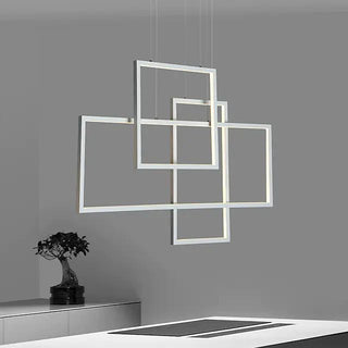 Arisha Lustre Rectangulaire Moderne, Métal/Gel de Silice, Noir/Blanc, Salon