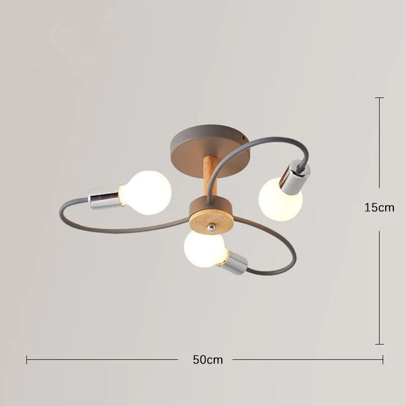 Aria Plafonnier Fleur Nordique, Metal/Verre, Vert/Gris, Chambre
