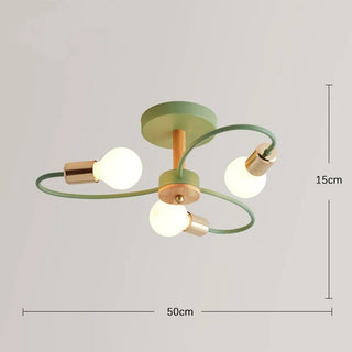 Aria Plafonnier Fleur Nordique, Metal/Verre, Vert/Gris, Chambre