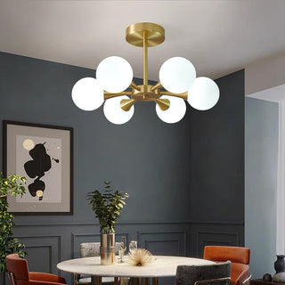 Valentina Suspension Boule Moderne, Laiton/Verre, Blanc/Claire, Salon