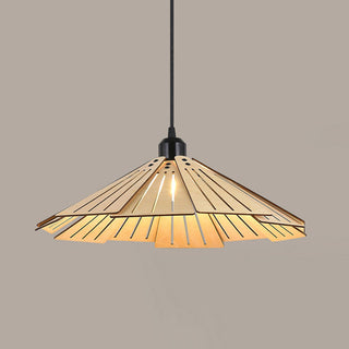 Muto Luminaires Suspension Rétro, Jaune/Brun, Métal & Bois