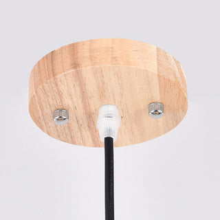 Muto Luminaires Suspension Rétro, Jaune/Brun, Métal & Bois