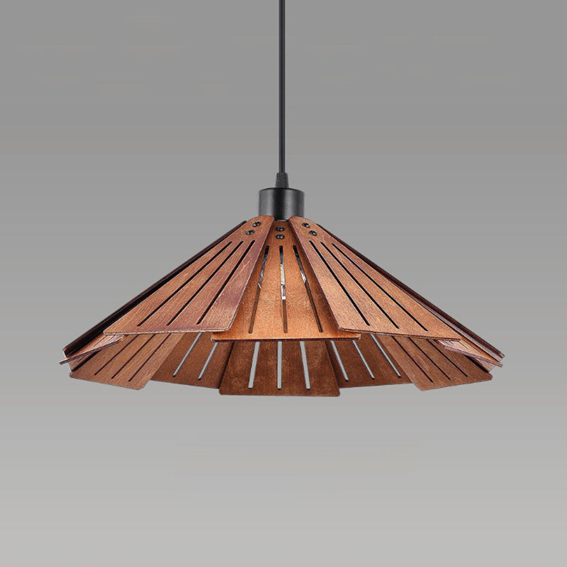 Muto Luminaires Suspension Rétro, Jaune/Brun, Métal & Bois