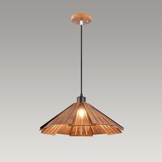 Muto Luminaires Suspension Rétro, Jaune/Brun, Métal & Bois