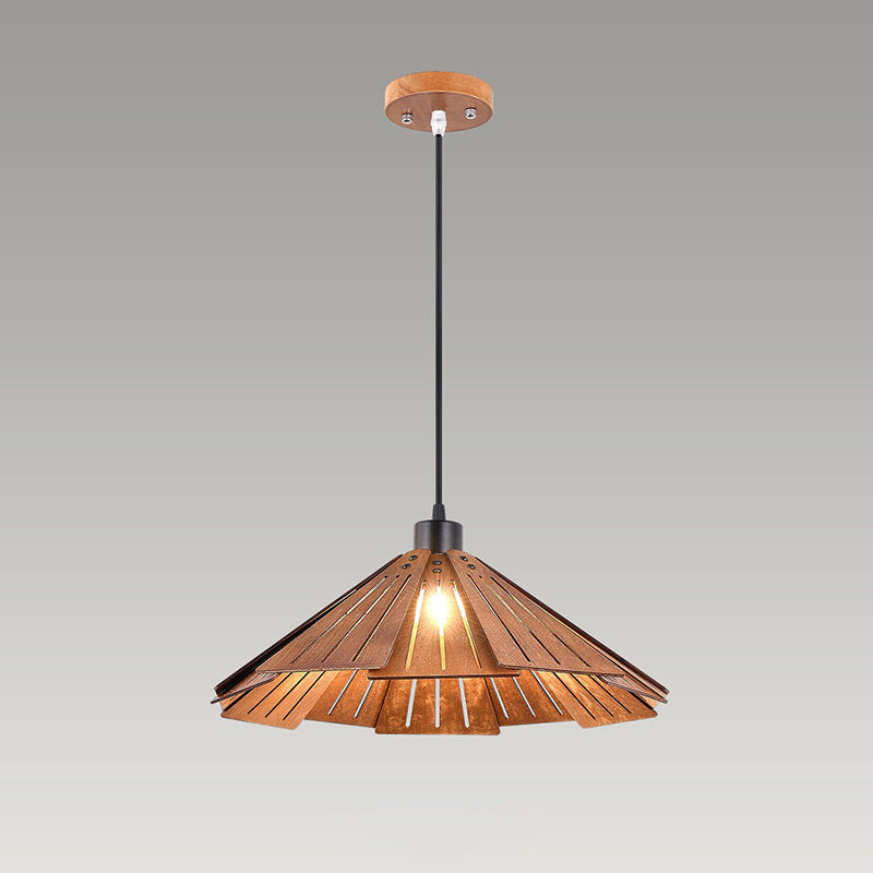 Muto Luminaires Suspension Rétro, Jaune/Brun, Métal & Bois