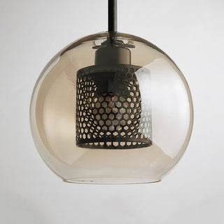 Vorinor Suspension Globe/Cylindre Moderne. Métal/Verre. Doré/Argent. Salon-Luire