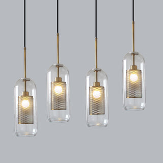 Vorinor Suspension Globe/Cylindre Moderne. Métal/Verre. Doré/Argent. Salon-Luire