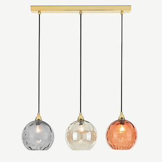 Valentina Suspension Boule Ondulation Nortique Métal/Verre Vert/Gris Salon
