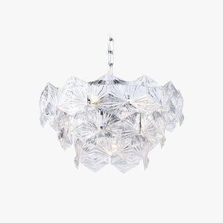 Kristy Lustre Hexagone Cristal, Métal/Cristal, Dégagé/Gris Fumé/Glaçage/Champagne, Salon