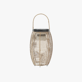 Ritta Lampadaire Lanterne Vintage, Métal/Rotin, Bois, Salon
