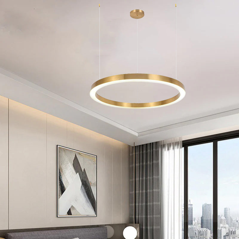 Arisha Suspension Anneau Moderne, Métal/Acrylique, Dorée, Salon