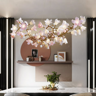 Lustra Lustre Laiton Céramique Floraison