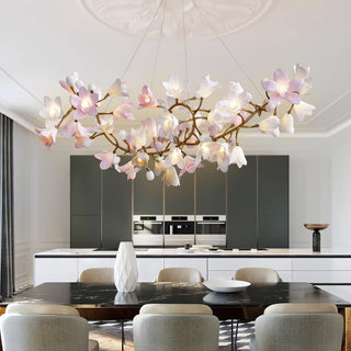 Lustra Lustre Laiton Céramique Floraison