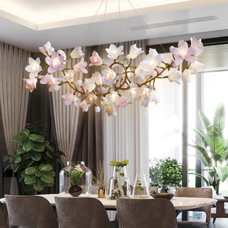 Lustra Lustre Laiton Céramique Floraison