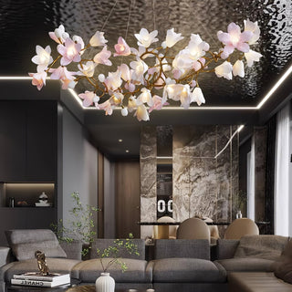 Lustra Lustre Laiton Céramique Floraison
