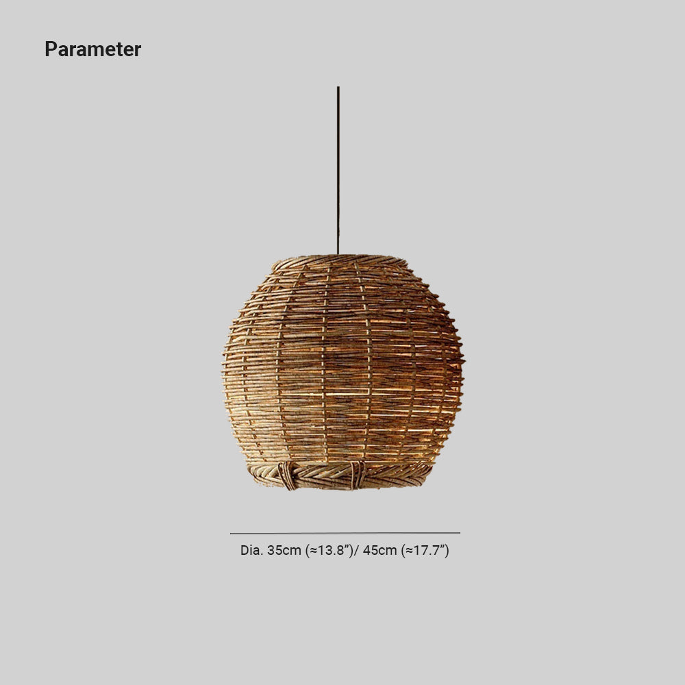 Ritta Suspension Luminaire LED Bois Rotin Salon/Salle à Manger