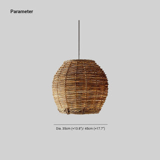 Ritta Suspension Luminaire LED Bois Rotin Salon/Salle à Manger