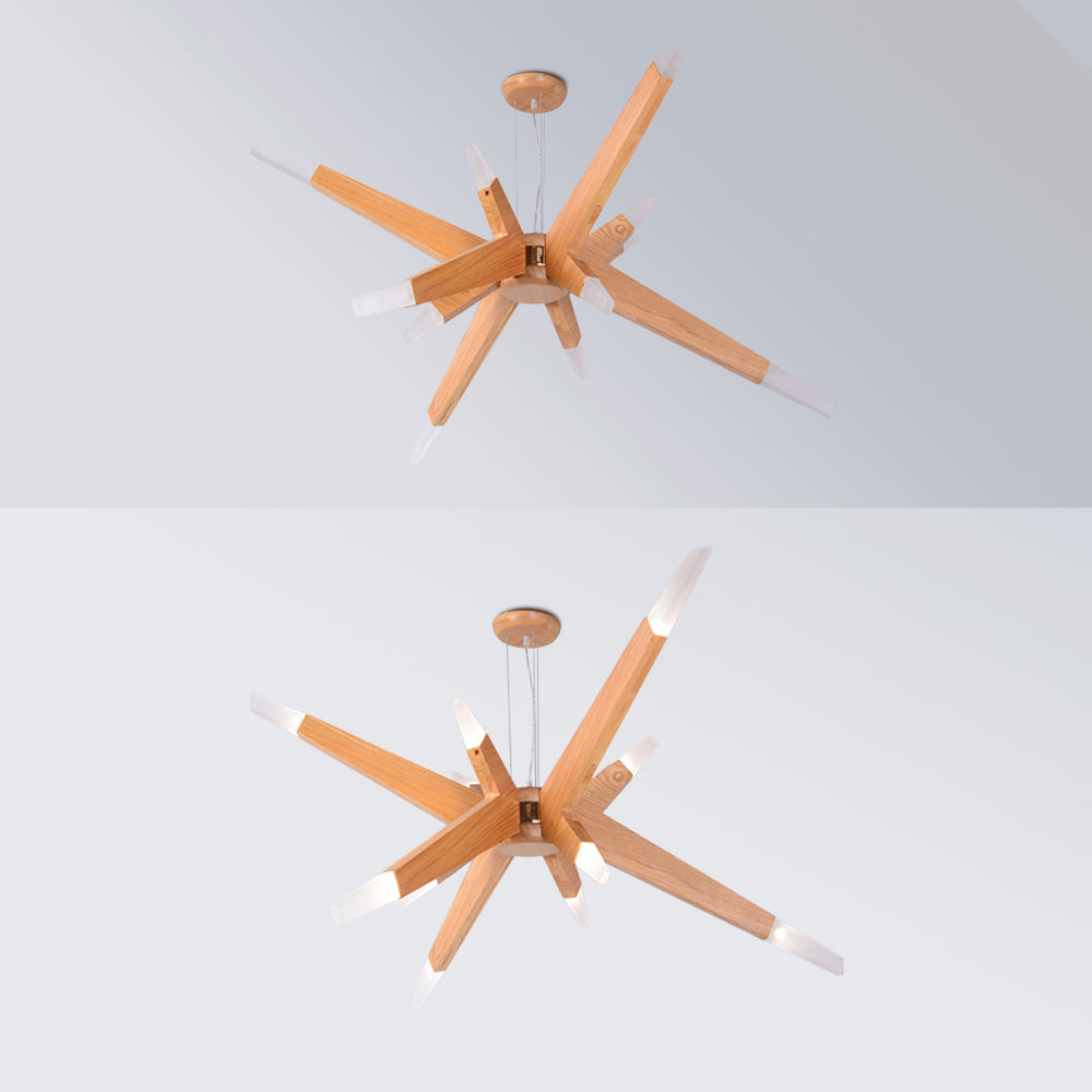Muto Luminaires Suspensions Inégale Spoutnik Design Bois/Acrylique Chambre à Coucher