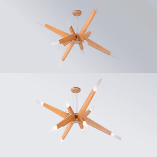 Muto Luminaires Suspensions Inégale Spoutnik Design Bois/Acrylique Chambre à Coucher