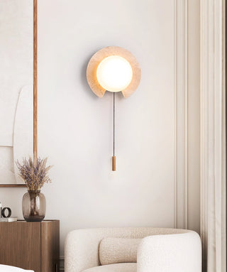 Zamaryra Demi-Circulaire Travertin Luminaire Mural