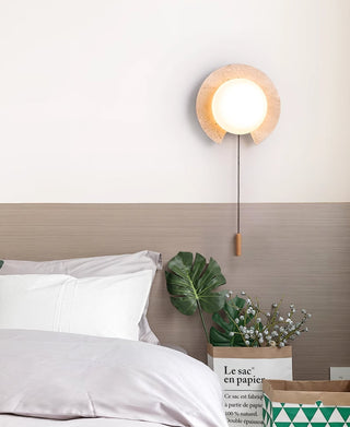 Zamaryra Demi-Circulaire Travertin Luminaire Mural