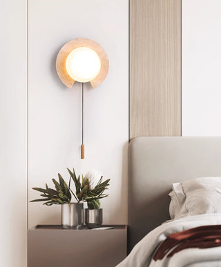 Zamaryra Demi-Circulaire Travertin Luminaire Mural