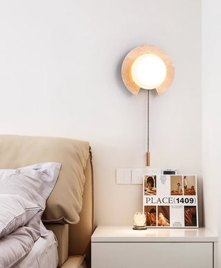 Zamaryra Demi-Circulaire Travertin Luminaire Mural