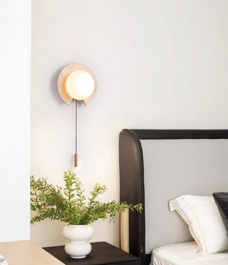 Zamaryra Demi-Circulaire Travertin Luminaire Mural