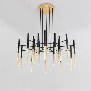 Solara Lustre Moderne Tiges Noir Or