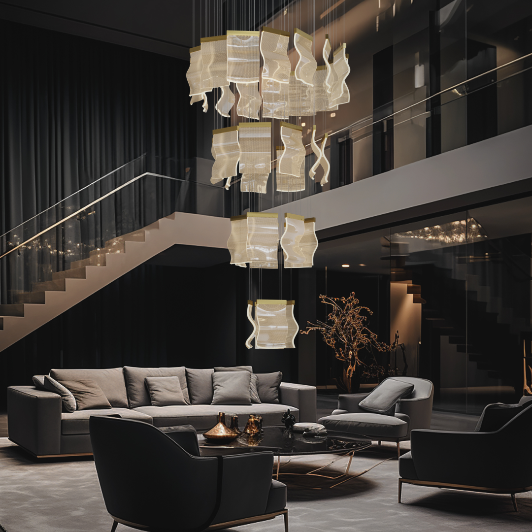Kristy Moderne Or LED Lustre Métal Acrylique Chambre/Salon