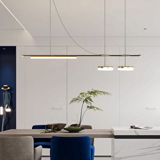 Arisha Longueur Moderne LED Suspension Noir Métal Salle À Manger