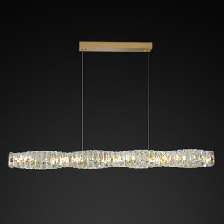 Kristy Suspension Linéaire Simple, Acier/Cristal, Or/Argent, Bar/Cuisine