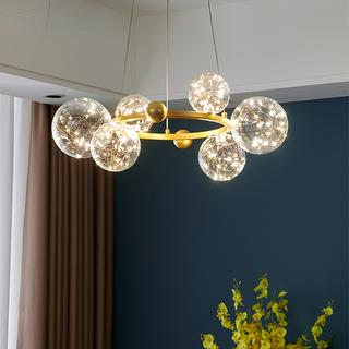 Valentina Suspension Boule Moderne, Métal/Verre, Doré/Noir, Salon