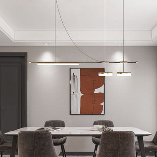 Arisha Longueur Moderne LED Suspension Noir Métal Salle À Manger