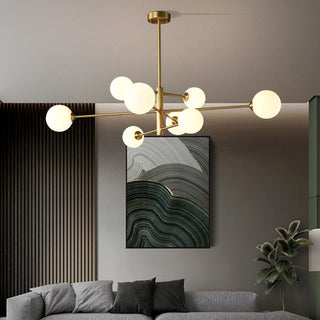 Teoxa Lustre Bulle Moderne. Cuivre/Verre. Noir/Cuivre. Salon-Luire