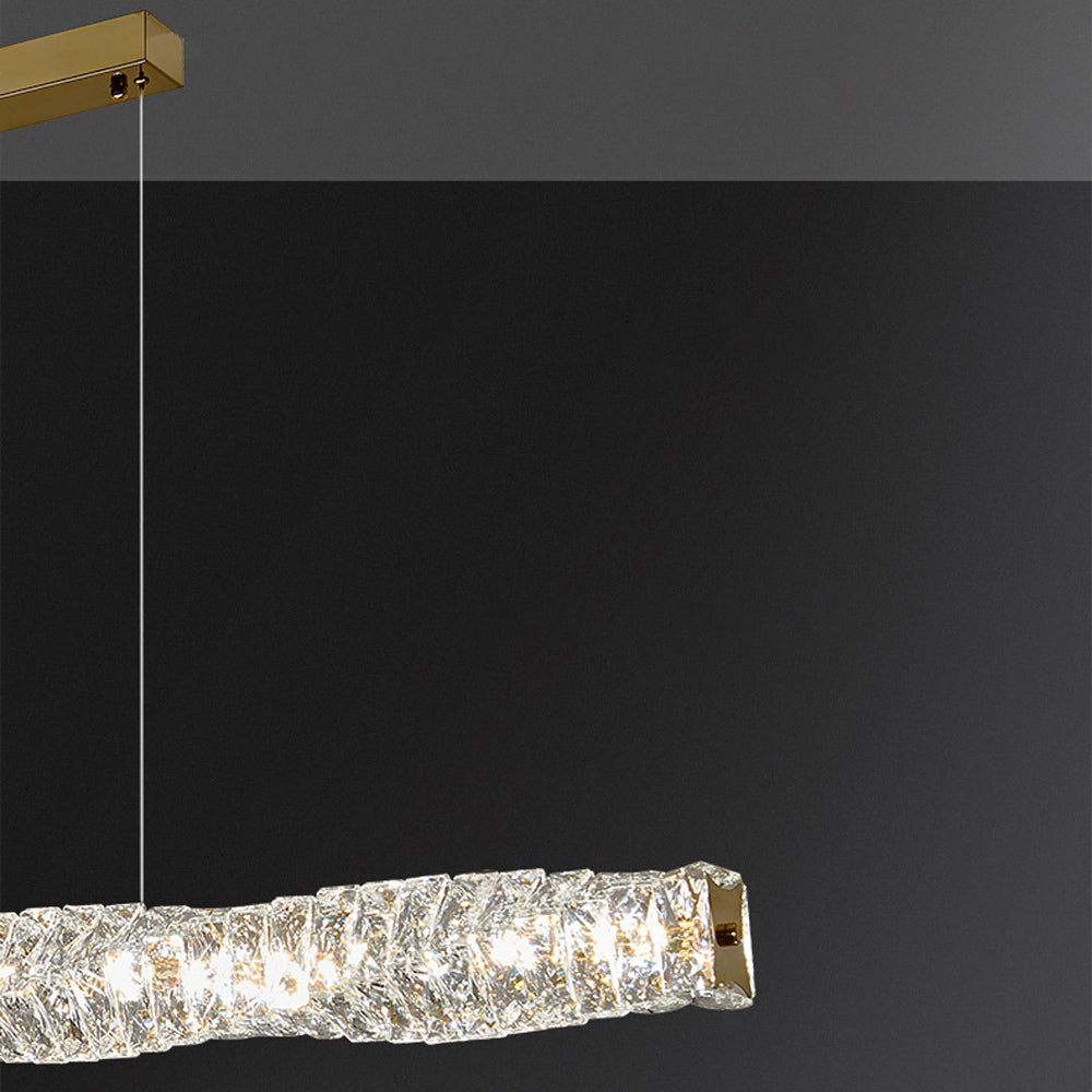 Kristy Suspension Linéaire Simple, Acier/Cristal, Or/Argent, Bar/Cuisine