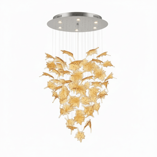 Multicolor Crystal Maple Leaf Chandelier-Neutral Decor